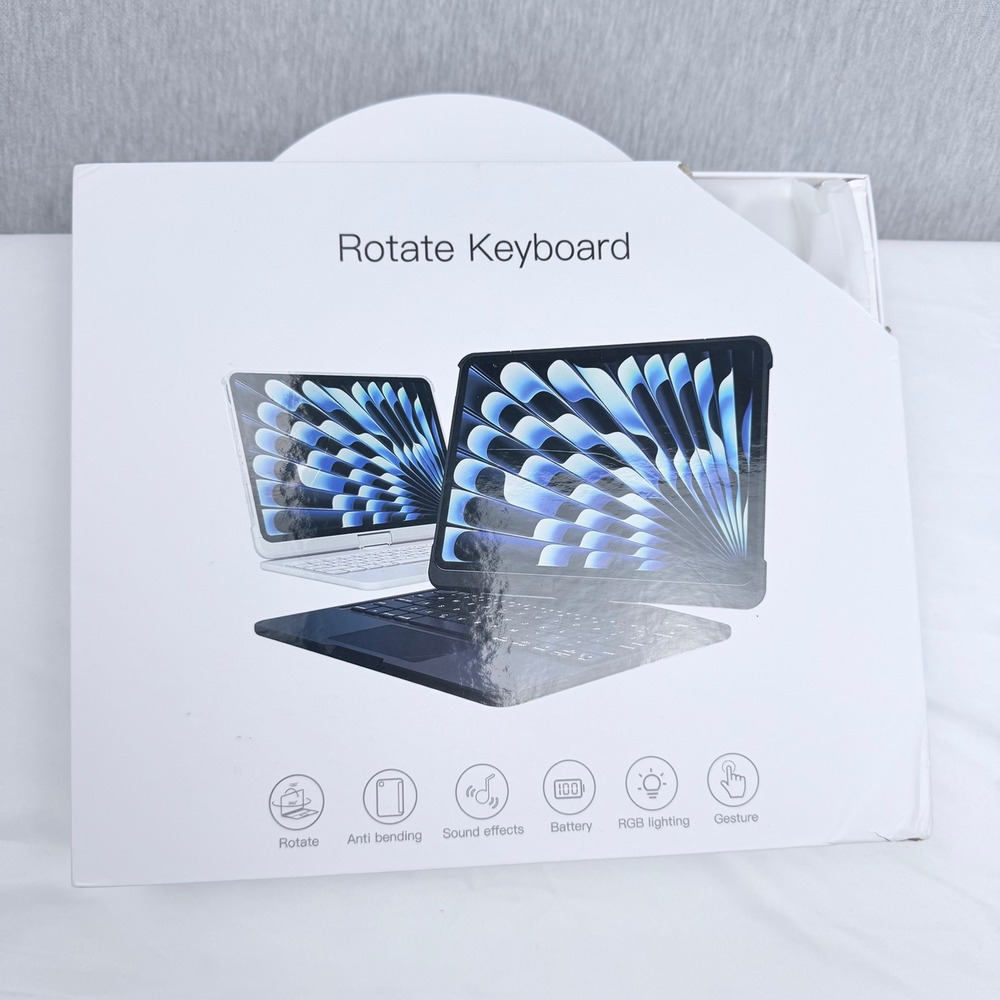 Rotate Magic Keyboard Case for iPad White RGB Backlight 360 Swivel New Box Wear